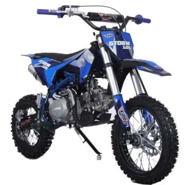 X-PRO 125cc Kids Dirt Bike Pit Bike Youth Dirt Pit Bike with 4-Speed Semi-Automatic Transmission, Big 14"/12" Tires! (Blue)