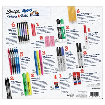 Complete School Supplies Kit with Highlighters and Markers