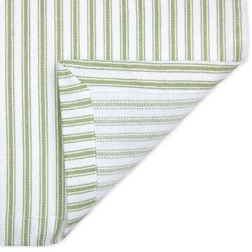 Cackleberry Home Tarragon Green and White Ticking Stripe Fabric Tablecloth Woven Cotton, 52 x 70 Rectangular