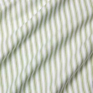 Cackleberry Home Tarragon Green and White Ticking Stripe Fabric Tablecloth Woven Cotton, 52 x 70 Rectangular