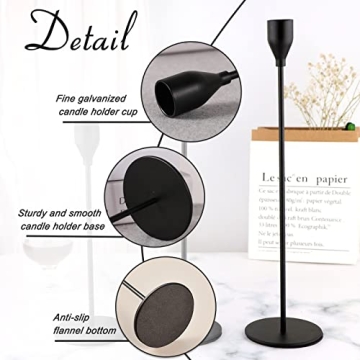 Elegant 6Pcs Matte Black Candlestick Holders Set