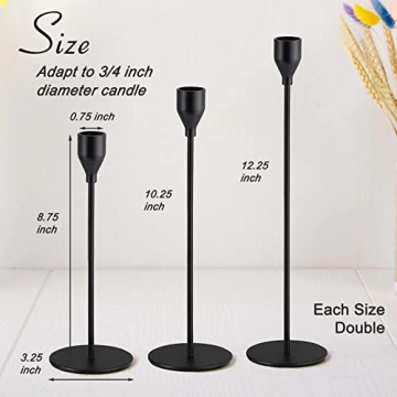 Elegant 6Pcs Matte Black Candlestick Holders Set