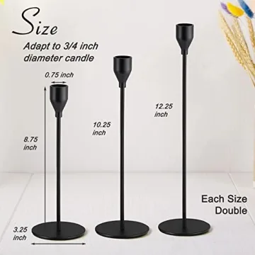 Elegant 6Pcs Matte Black Candlestick Holders Set