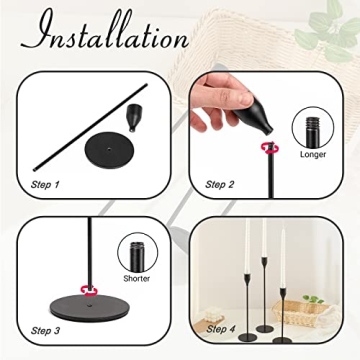 Elegant 6Pcs Matte Black Candlestick Holders Set