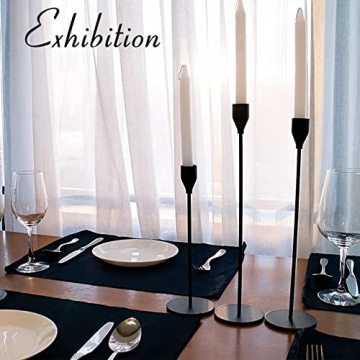 Elegant 6Pcs Matte Black Candlestick Holders Set