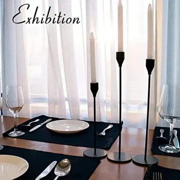 Elegant 6Pcs Matte Black Candlestick Holders Set