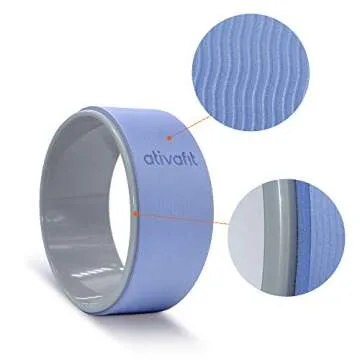 ATIVAFIT Sports Yoga Wheel Set Yoga Roller Rad for Back Pain and Improving Your Yoga Poses, Perfect for Stretching, Improving Flexibility and Backbend (3 PCS Blue+Grey)