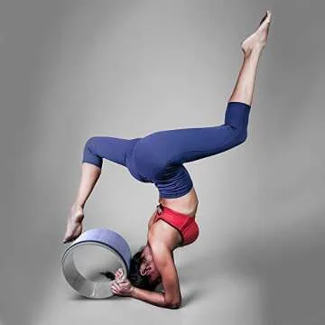 ATIVAFIT Sports Yoga Wheel Set Yoga Roller Rad for Back Pain and Improving Your Yoga Poses, Perfect for Stretching, Improving Flexibility and Backbend (3 PCS Blue+Grey)