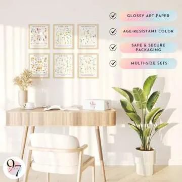 97 Decor Floral Christian Wall Art Prints - Floral Bible Verse Poster, Flower Scripture Art Wall Decor, Minimalist Christian Pictures Bible Verses Wall Decor for Home Bedroom (8x10 Unframed)