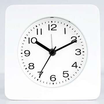 AROMUSTIME 3-Inches Round/Square/Triangle Wooden Alarm Clock with Arabic Numerals, Non-Ticking Silent, Backlight, Battery Operated