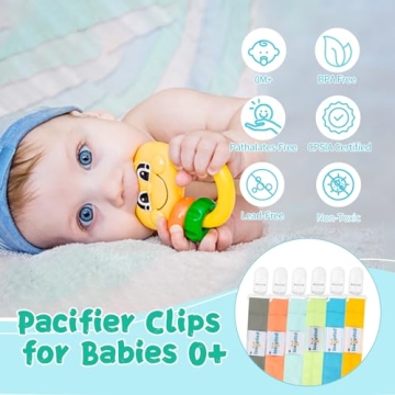 Babygoal Neutral Pacifier Clips 6 Pack Safe Stylish Holders