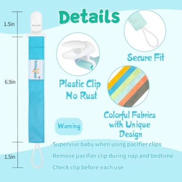 Babygoal Neutral Pacifier Clips 6 Pack Safe Stylish Holders