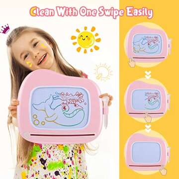 Smasiagon Magnetic Drawing Board for Kids- Girls Toys for Toddler 1-3 - Portable Doodle Board Educational Toys for Ages 2-4 - Birthday Easter Valentines Day Gift（Pink