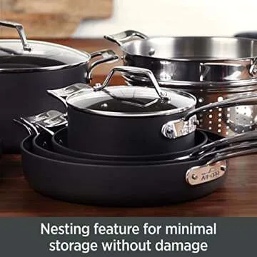 All-Clad Essentials Hard Anodized Nonstick Cookware Set 10 Piece Oven Safe 350F Pots and Pans Black