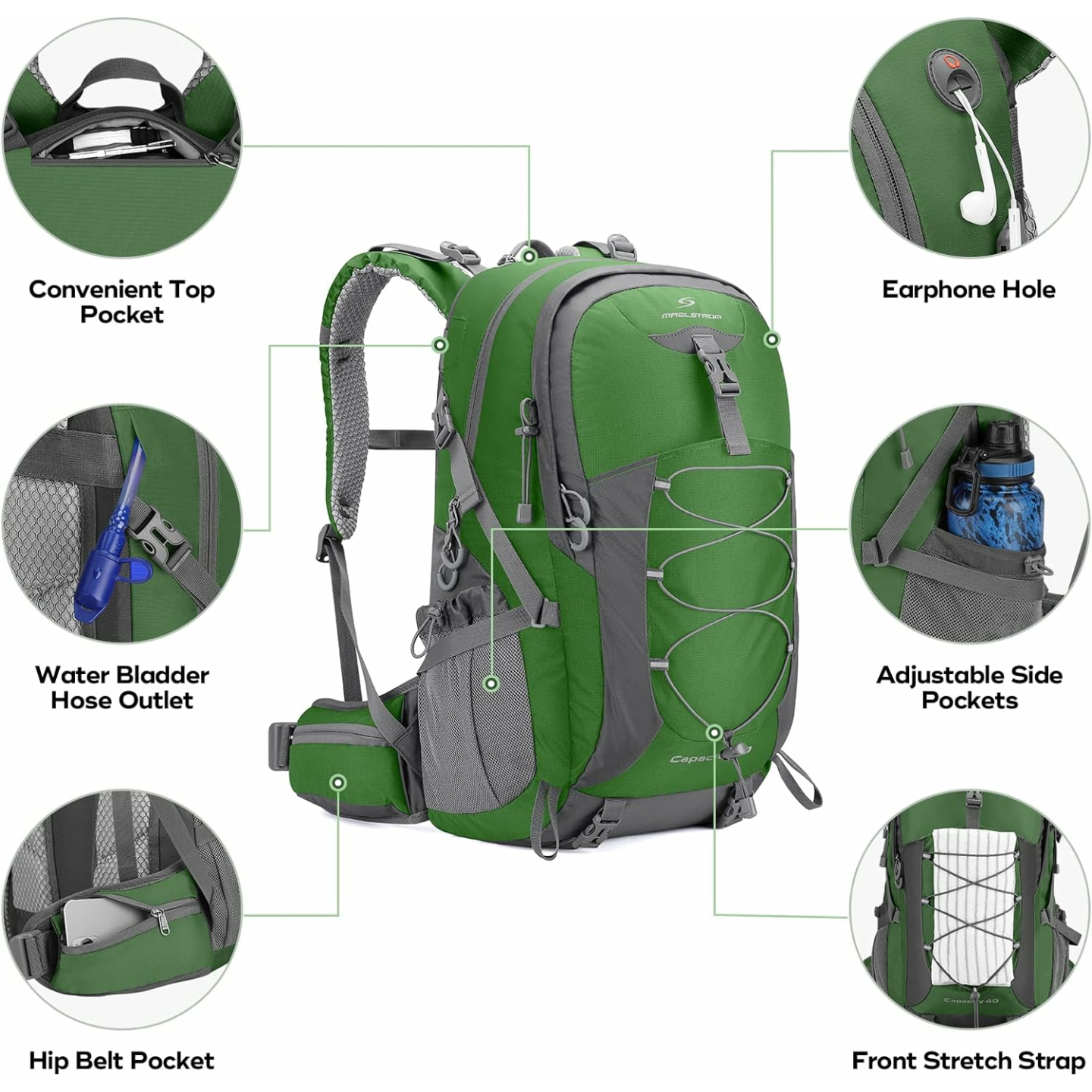 Maelstrom 40L Waterproof Hiking Backpack for Travel