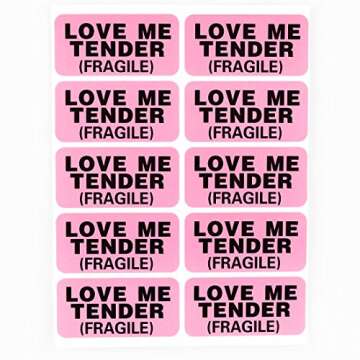 200pcs 1 x 2 inch Pink Fragile Sticker Love Me Tender Shipping Label for Envelope Gift Jewelry Bag