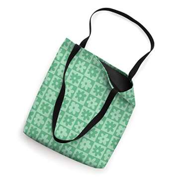 Green Checkered Daisy Pattern 90s y2k Spring Flowers Tote Bag