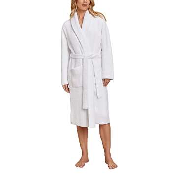 Barefoot Dreams CozyChic Barbie Adult Robe, Plush Pool Robe, Super Soft Long Night Robe, Chic Robe, Classy Robe, Sea Salt/Dusty Rose, LG