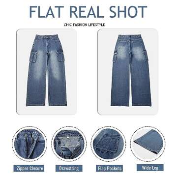 Stylish High Waisted Cargo Jeans for Women - Trendy and Comfortable