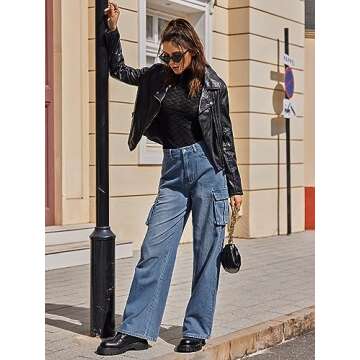 Stylish High Waisted Cargo Jeans for Women - Trendy and Comfortable