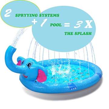3 in 1 Splash Pad Inflatable Sprinkler Pool, Water Toys Fun Gifts for 2 3 4 5 6 Years Old Boy Girl Kids Pool Baby Pool Toddler Pool Inflatable,Gifts for 3-12 Year Old Girl…
