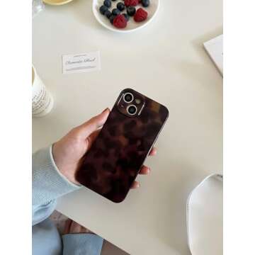 Reezaddin Aesthetic Tortoise Shell Phone Case for iPhone 15 Pro 6.1in,Retro Cool Girl Leopard Print Brown Amber Trendy Full Camera Protective Cover for iPhone 15pro 6.1"