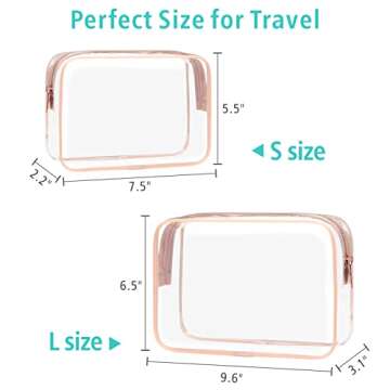 F-color TSA Approved Clear Toiletry Bags for Travel
