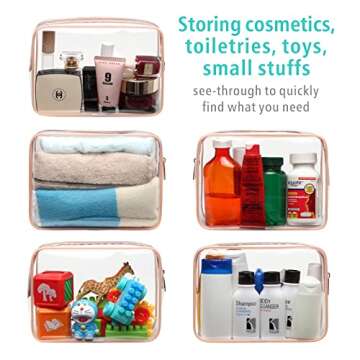 F-color TSA Approved Clear Toiletry Bags for Travel