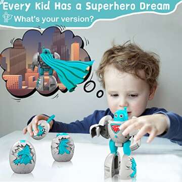 JVOPIN Kids Toys for 3+ Year Old Boys- Take Apart Building Toys, Dinosaur Eggs Transform into Robot Toys with Realistic Sound, STEM Educational Construction Toys, Easter Gifts for Boys Girls Ages 3-8