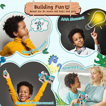 JVOPIN Kids Toys for 3+ Year Old Boys- Take Apart Building Toys, Dinosaur Eggs Transform into Robot Toys with Realistic Sound, STEM Educational Construction Toys, Easter Gifts for Boys Girls Ages 3-8