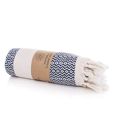 Natural U | Turkish Hand Towel Set of 2 | 100% Cotton, 16.5 X 37 Inches | Decorative Bathroom Peshtemal Towel for Hand, Face, Hair, Tea, Dishcloth, Kitchen, Bath and Farmhouse (Deep Blue)