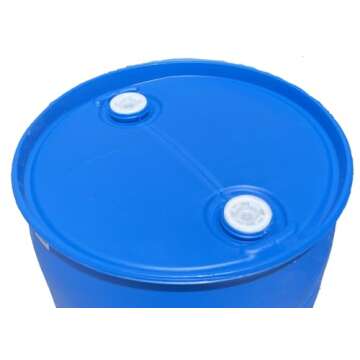 55 Gallon Blue Water Barrel | Solid Mold |2 Inch Bung Holes, Good for Long Term Drinking Water Use | BPA Free