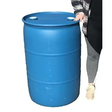 55 Gallon Blue Water Barrel | Solid Mold |2 Inch Bung Holes, Good for Long Term Drinking Water Use | BPA Free