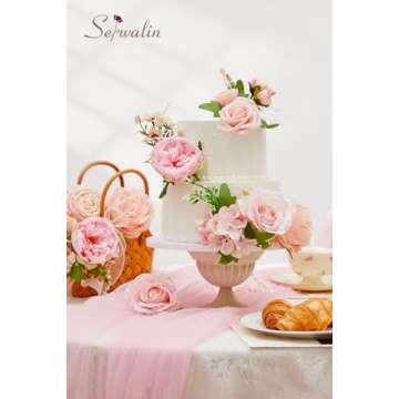 Serwalin Artificial Flowers Pink Wedding Flowers Silk Flowers with Stems Fake Cake Flowers for Wedding Bouquets Centerpieces Spring Decor Baby Shower Decoration