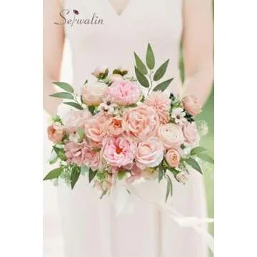 Serwalin Artificial Flowers Pink Wedding Flowers Silk Flowers with Stems Fake Cake Flowers for Wedding Bouquets Centerpieces Spring Decor Baby Shower Decoration