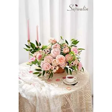 Serwalin Artificial Flowers Pink Wedding Flowers Silk Flowers with Stems Fake Cake Flowers for Wedding Bouquets Centerpieces Spring Decor Baby Shower Decoration