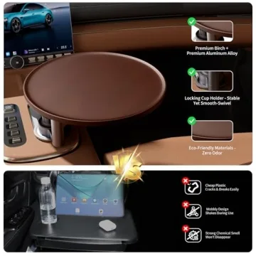 Car Tray & Desk for Laptop - 360° Rotating Wood Design