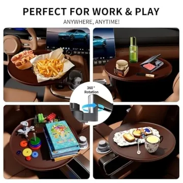 Car Tray & Desk for Laptop - 360° Rotating Wood Design