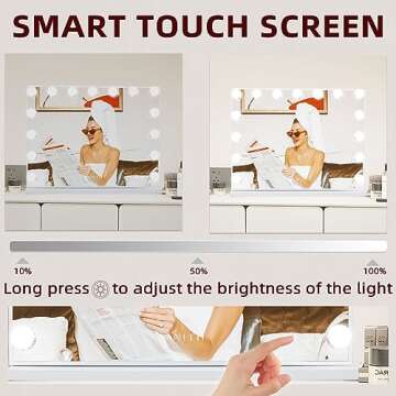 VANITII Vanity Hollywood Mirror with Lights Speaker USB Charging Lighted Makeup Mirror with Bulbs 3 Lighting Modes and Desktop Light up Mirror for Bedroom Dressing Room