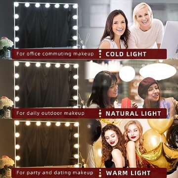 VANITII Vanity Hollywood Mirror with Lights Speaker USB Charging Lighted Makeup Mirror with Bulbs 3 Lighting Modes and Desktop Light up Mirror for Bedroom Dressing Room