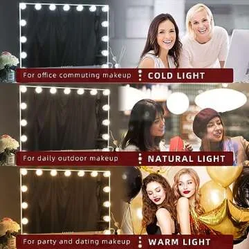 VANITII Vanity Hollywood Mirror with Lights Speaker USB Charging Lighted Makeup Mirror with Bulbs 3 Lighting Modes and Desktop Light up Mirror for Bedroom Dressing Room