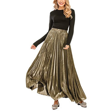 Elegant Metallic Pleated Maxi Skirt for All Occasions