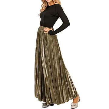Elegant Metallic Pleated Maxi Skirt for All Occasions