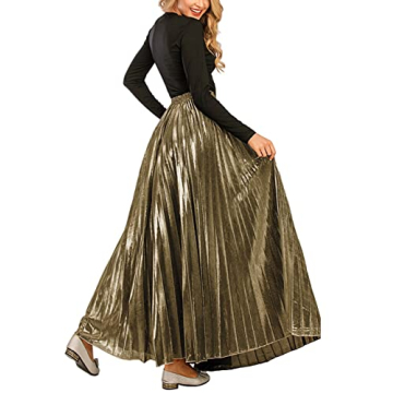 Elegant Metallic Pleated Maxi Skirt for All Occasions
