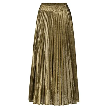 Elegant Metallic Pleated Maxi Skirt for All Occasions