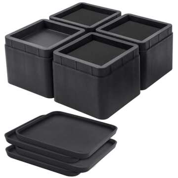 BTSD-home Bed Risers 3 or 6 Inch Heavy Duty Stackable Furniture Risers for College Dorm Bed Sofa Table Couch Chair Bed Raisers Blocks 4 Pack Black