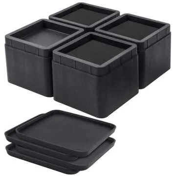 BTSD-home Bed Risers 3 or 6 Inch Heavy Duty Stackable Furniture Risers for College Dorm Bed Sofa Table Couch Chair Bed Raisers Blocks 4 Pack Black