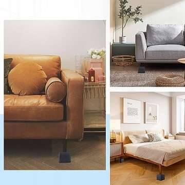 BTSD-home Bed Risers 3 or 6 Inch Heavy Duty Stackable Furniture Risers for College Dorm Bed Sofa Table Couch Chair Bed Raisers Blocks 4 Pack Black