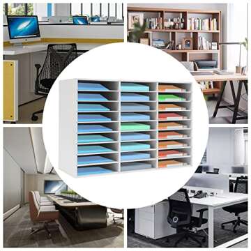 MhdunueSK Literature Organizer, Desktop File Sorter Mail Center, Paper Storage Cabinet with 27 Slots...