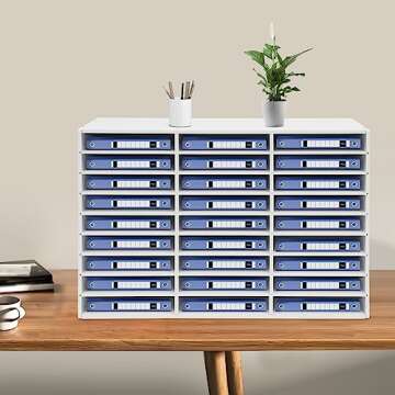 MhdunueSK Literature Organizer, Desktop File Sorter Mail Center, Paper Storage Cabinet with 27 Slots Compartments, Classroom Mailbox for Home School Office (27 Slots White)